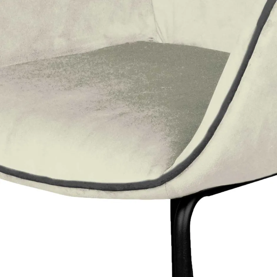 Wohnen Moderner Armlehnenstuhl in Creme Samtstoff - Trocios