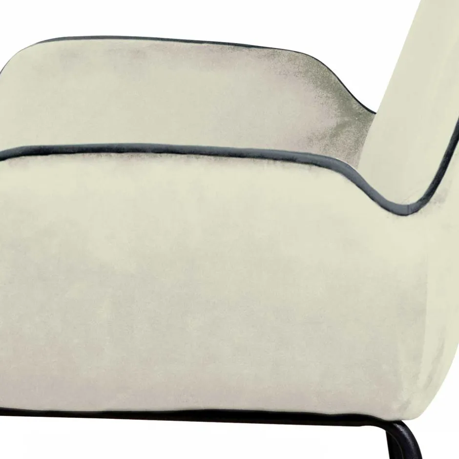 Wohnen Moderner Armlehnenstuhl in Creme Samtstoff - Trocios