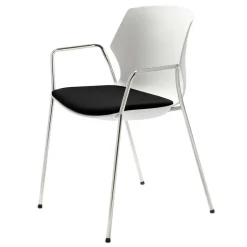 Wohnen Moderner Armlehnstuhl in Weiß & Schwarz & Chrom - Plataya