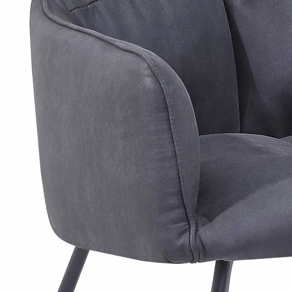 Wohnen Moderner Armlehnstuhl in Anthrazit - Clienti (2er Set)