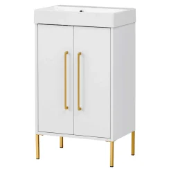 Wohnen Moderner Bad Waschplatz in Weiß & Gold - Nuszaleva