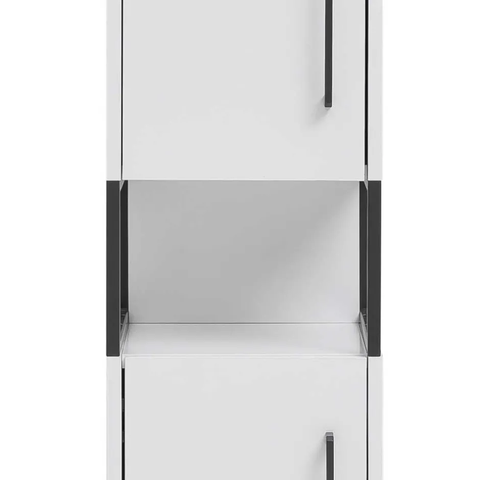 Wohnen Moderner Badhochschrank in Weiß & Anthrazit - Ismilav