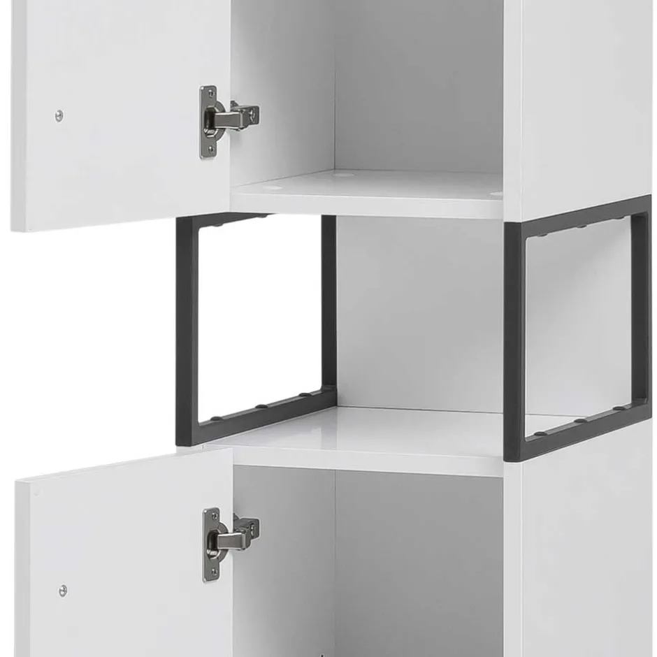 Wohnen Moderner Badhochschrank in Weiß & Anthrazit - Ismilav