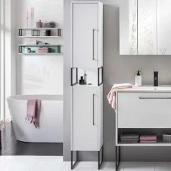 Wohnen Moderner Badhochschrank in Weiß & Anthrazit - Ismilav