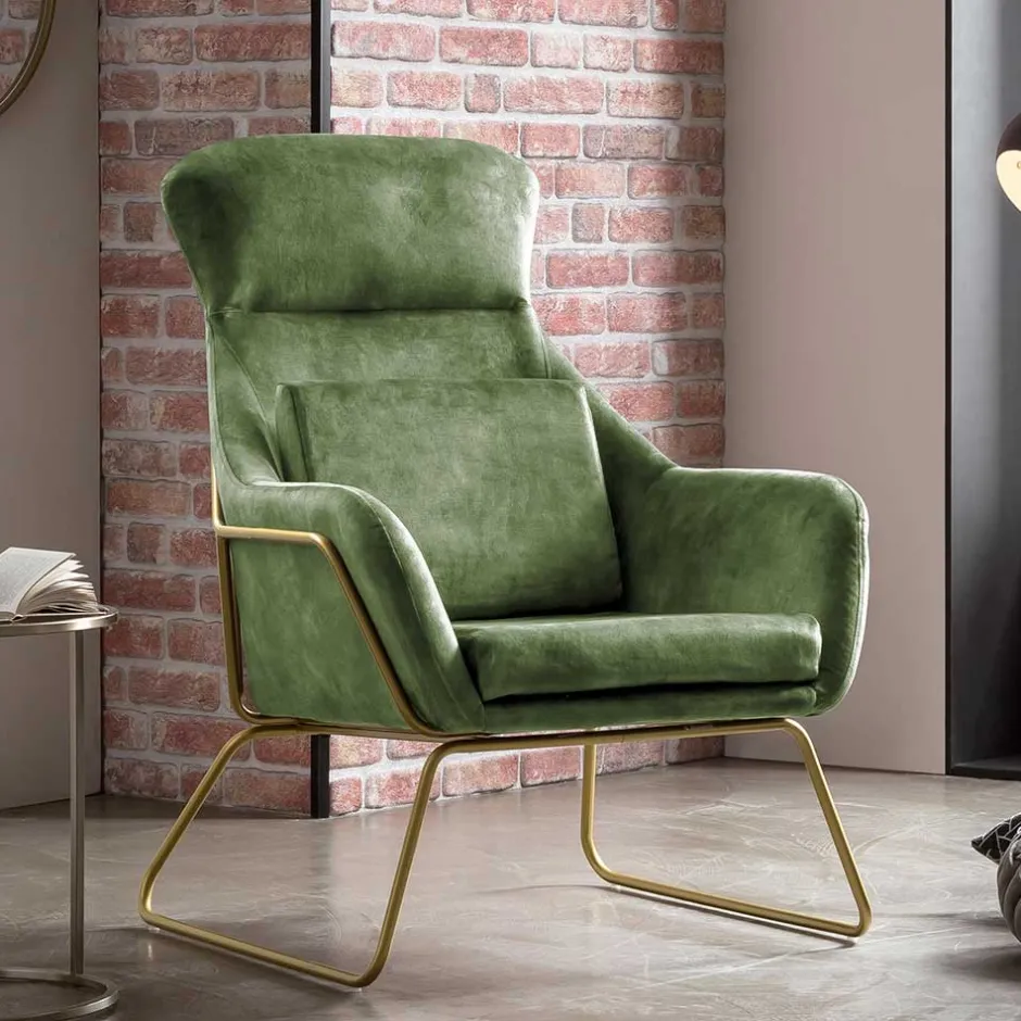 Wohnen Moderner Einzelsessel in Grün & Messing - Vetro