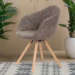 Wohnen Moderner Esstisch Sessel in Taupe - Gozos (2er Set)