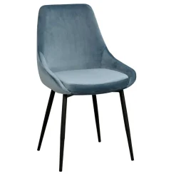 Wohnen Moderner Esstischstuhl in Blau Samt - Elisa (2er Set)