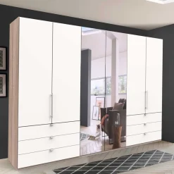 Wohnen Moderner Falttüren-Kleiderschrank mit Spiegel - Vaclyn