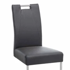 Wohnen Moderner Freischwinger Rumona in Kunstleder und Edelstahl (2er Set)