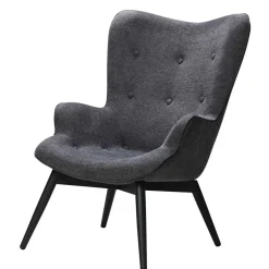 Moderner Kaminsessel in Dunkelgrau Stoff - Bataia^Wohnen New