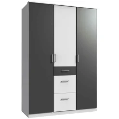 Moderner Kleiderschrank in Weiß mit Dunkelgrau - Vanila^Wohnen Outlet