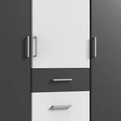 Moderner Kleiderschrank in Weiß mit Dunkelgrau - Vanila^Wohnen Outlet