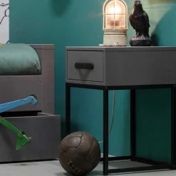 Moderner Nachttisch in Grau & Schwarz - Firgetta^Wohnen