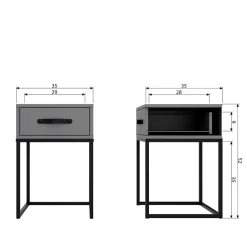 Moderner Nachttisch in Grau & Schwarz - Firgetta^Wohnen