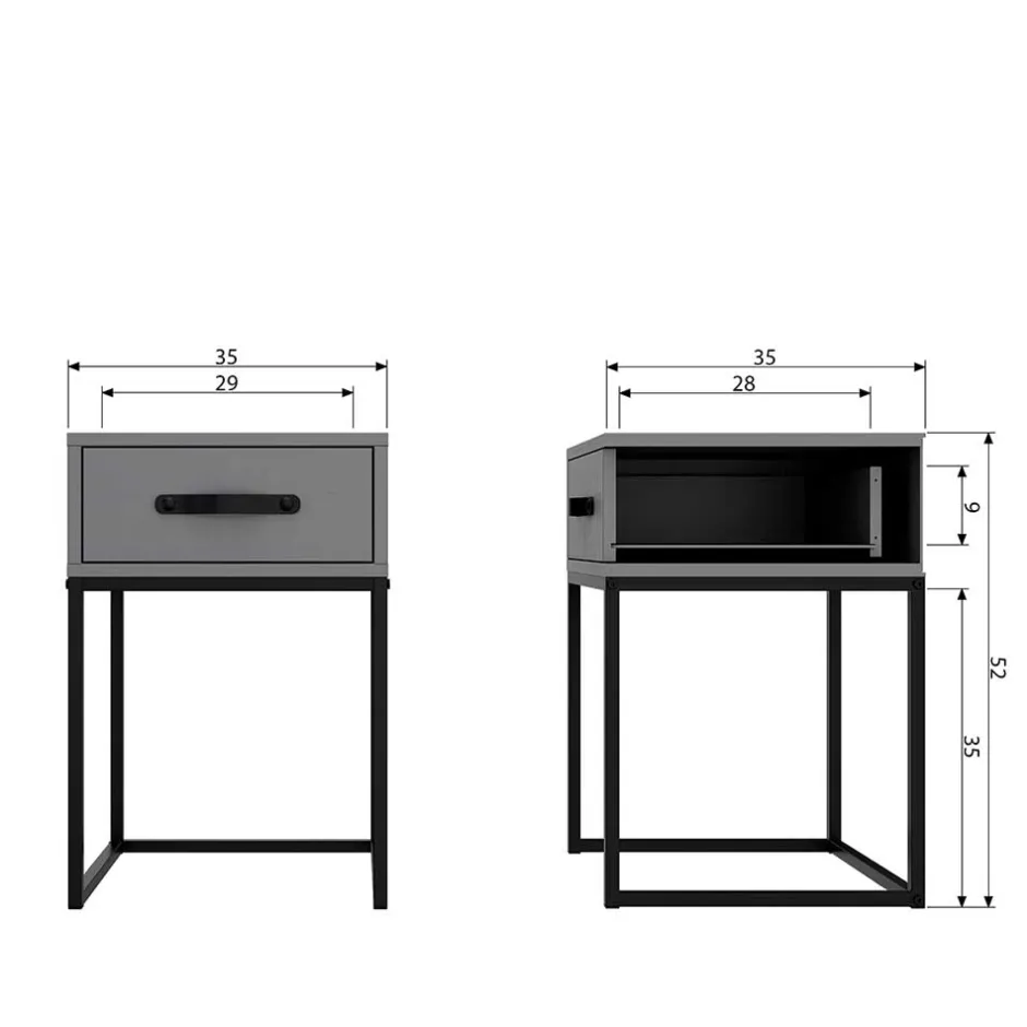 Moderner Nachttisch in Grau & Schwarz - Firgetta^Wohnen