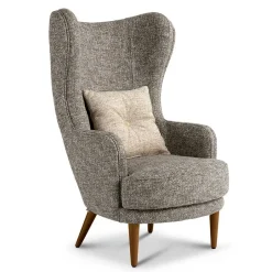 Moderner Ohrensessel in Beigegrau Boucle - Curemo^Wohnen New