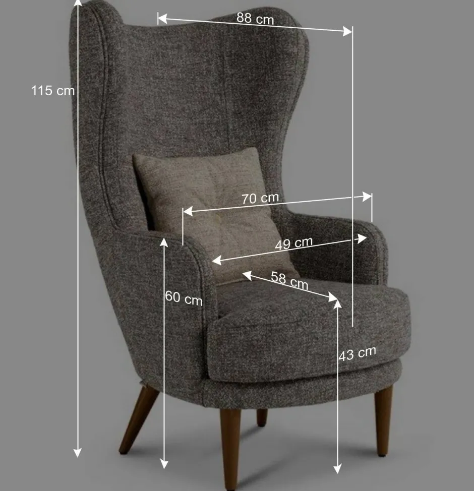 Moderner Ohrensessel in Beigegrau Boucle - Curemo^Wohnen New