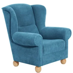 Moderner Ohrensessel in Petrol Velours - Lewis^Wohnen Discount