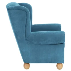 Moderner Ohrensessel in Petrol Velours - Lewis^Wohnen Discount