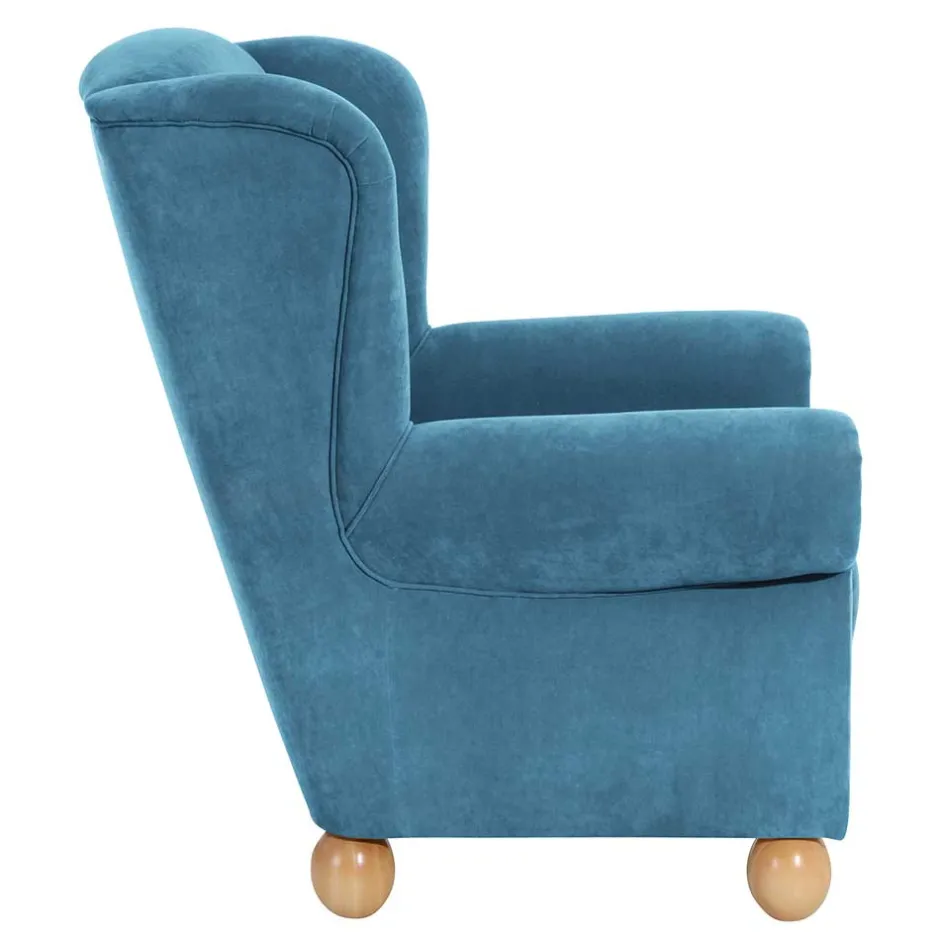 Moderner Ohrensessel in Petrol Velours - Lewis^Wohnen Discount