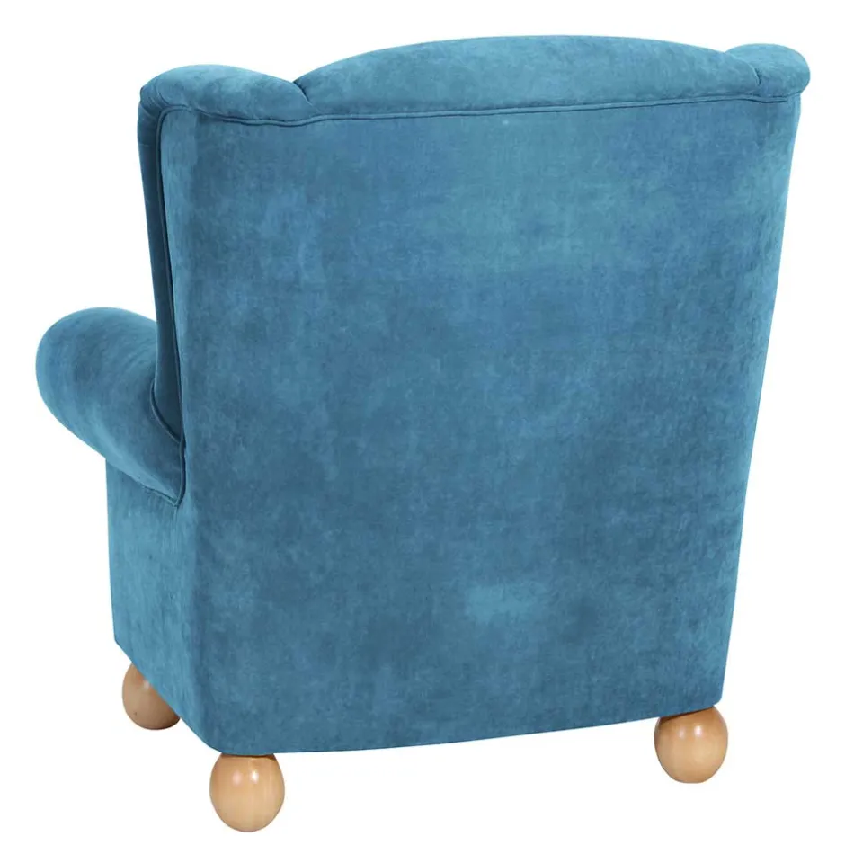 Moderner Ohrensessel in Petrol Velours - Lewis^Wohnen Discount