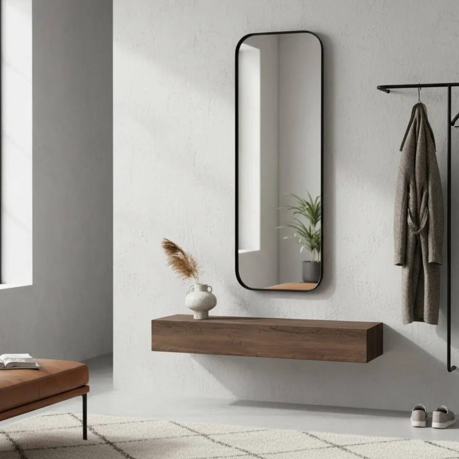 Moderner Oval Spiegel in Schwarz - Locila^Wohnen