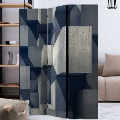 Wohnen Moderner Paravent mit Beton Quader Motiv - Cosmonata