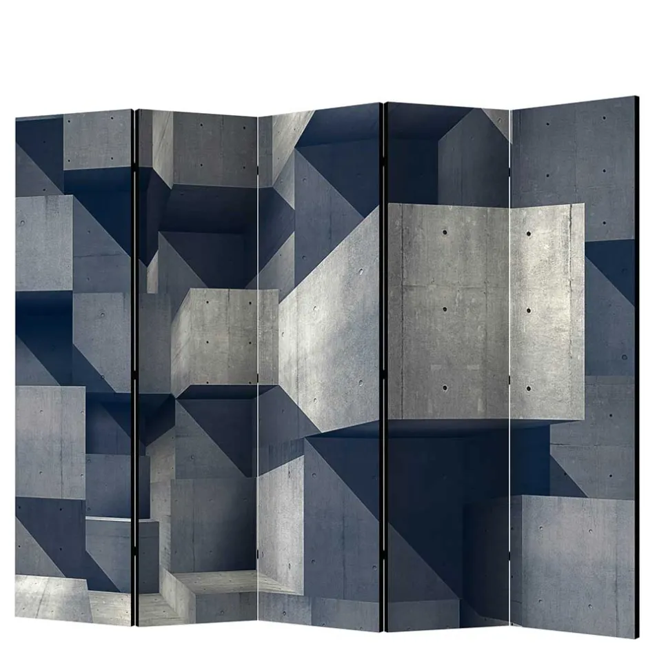 Wohnen Moderner Paravent mit Beton Quader Motiv - Cosmonata