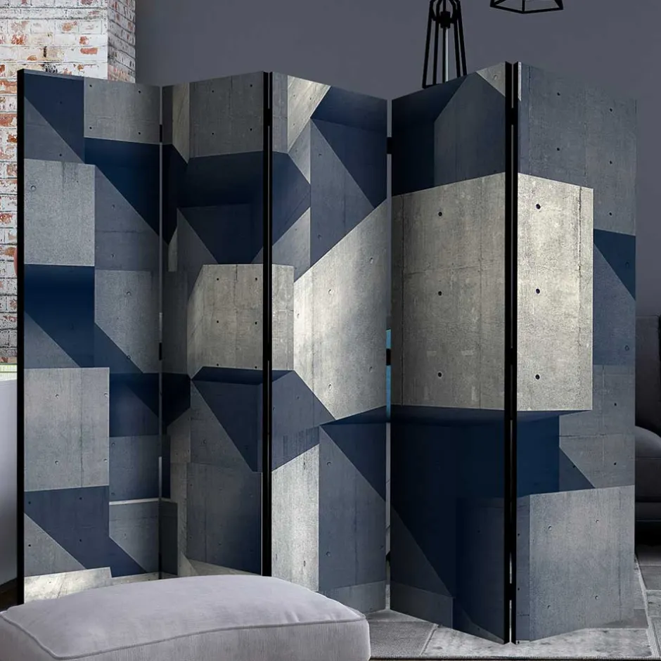 Wohnen Moderner Paravent mit Beton Quader Motiv - Cosmonata