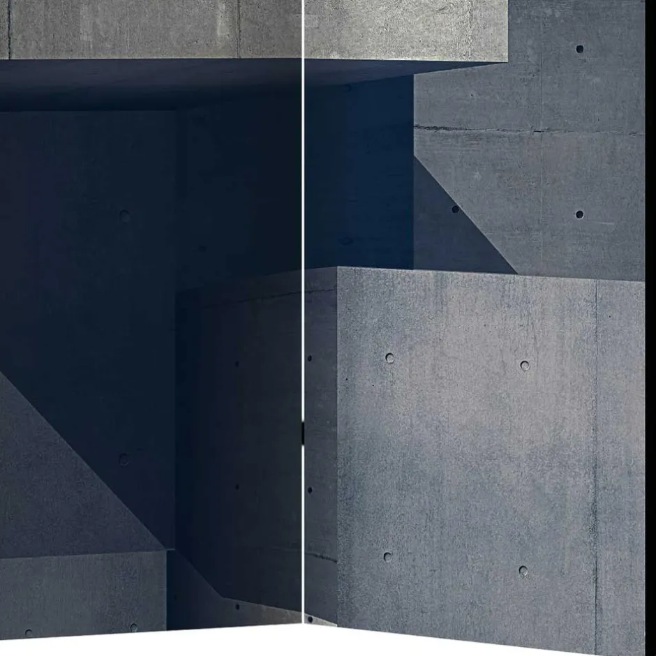 Wohnen Moderner Paravent mit Beton Quader Motiv - Cosmonata