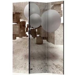 Moderner Paravent mit Druck in Hellbraun Grau - Genza^Wohnen Hot