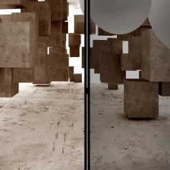 Moderner Paravent mit Druck in Hellbraun Grau - Genza^Wohnen Hot