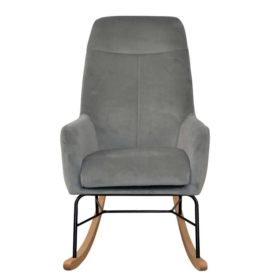 Moderner Schaukelstuhl aus Samt in Grau - Cenka^Wohnen
