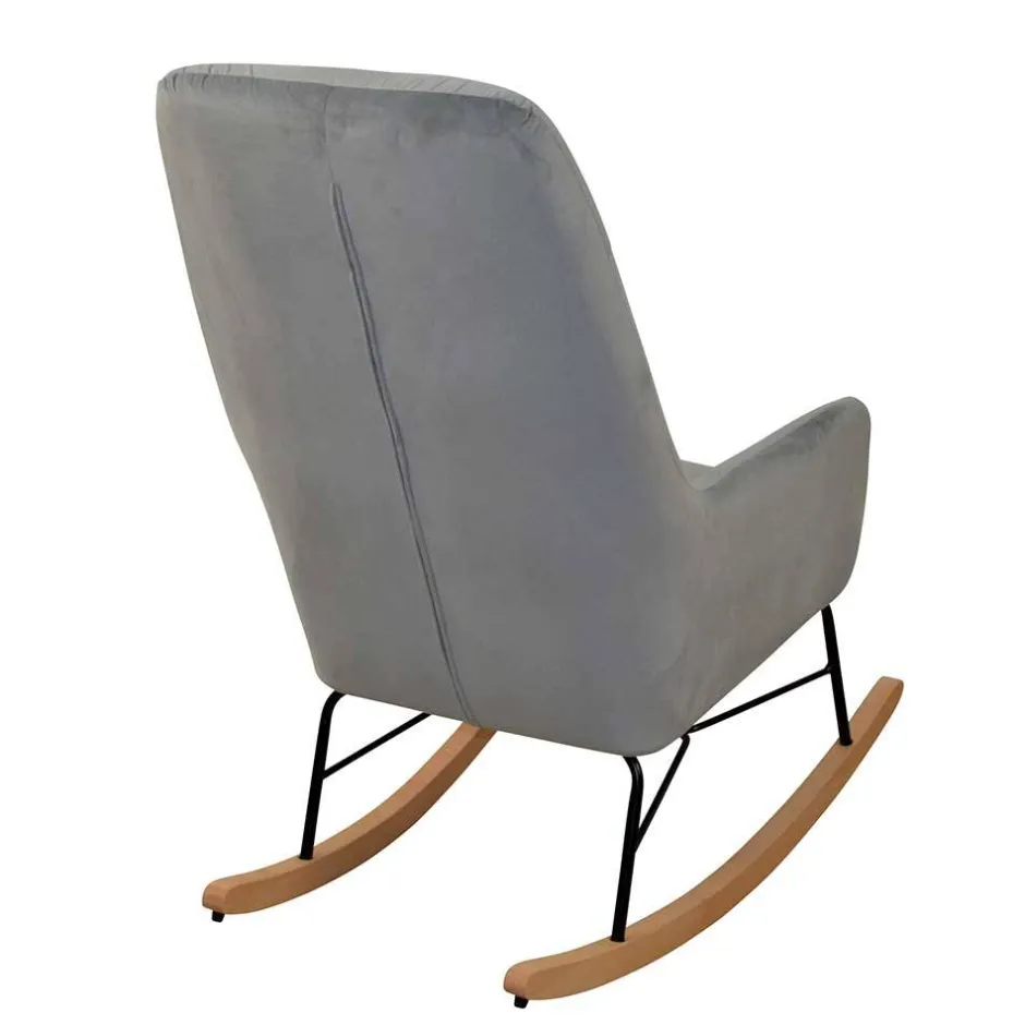 Moderner Schaukelstuhl aus Samt in Grau - Cenka^Wohnen