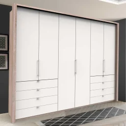 Wohnen Moderner Schlafzimmerschrank in Weiß & Eiche sägerau - Vaclyn