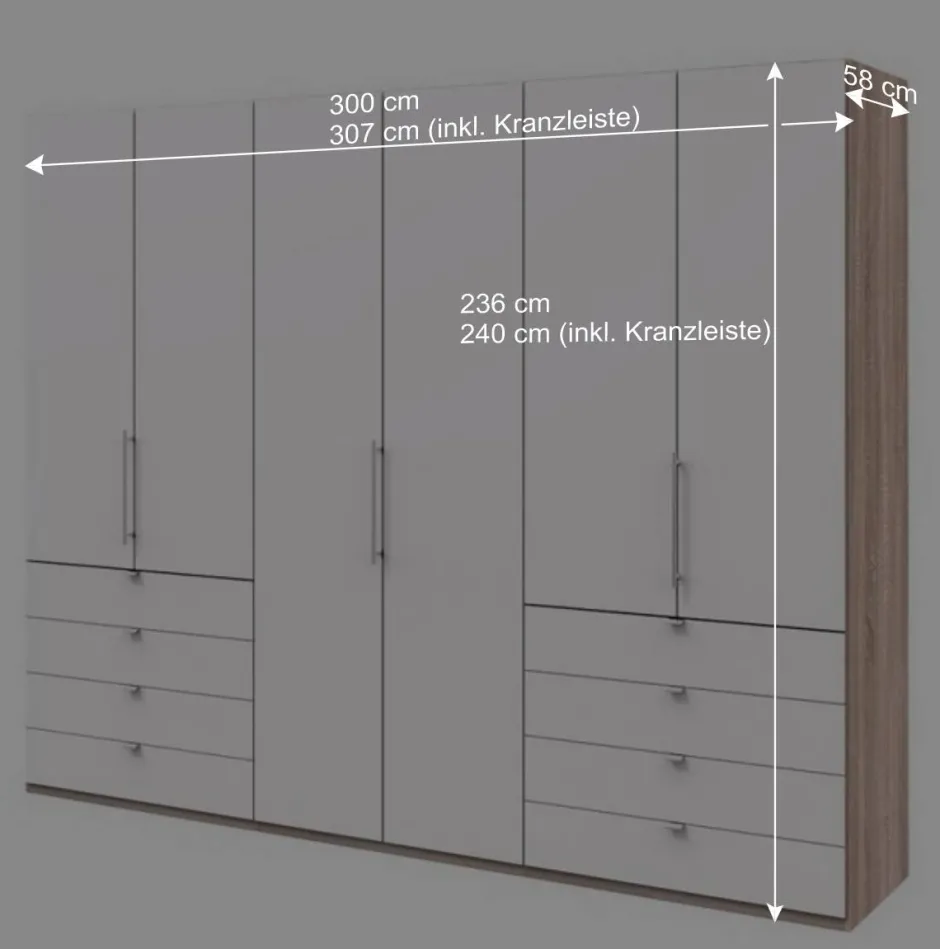 Wohnen Moderner Schlafzimmerschrank in Weiß & Eiche sägerau - Vaclyn