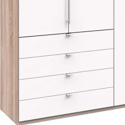 Wohnen Moderner Schlafzimmerschrank in Weiß & Eiche sägerau - Vaclyn