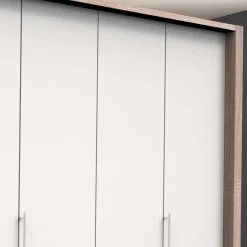 Wohnen Moderner Schlafzimmerschrank in Weiß & Eiche sägerau - Vaclyn