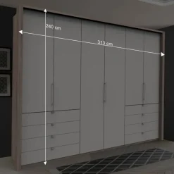 Wohnen Moderner Schlafzimmerschrank in Weiß & Eiche sägerau - Vaclyn