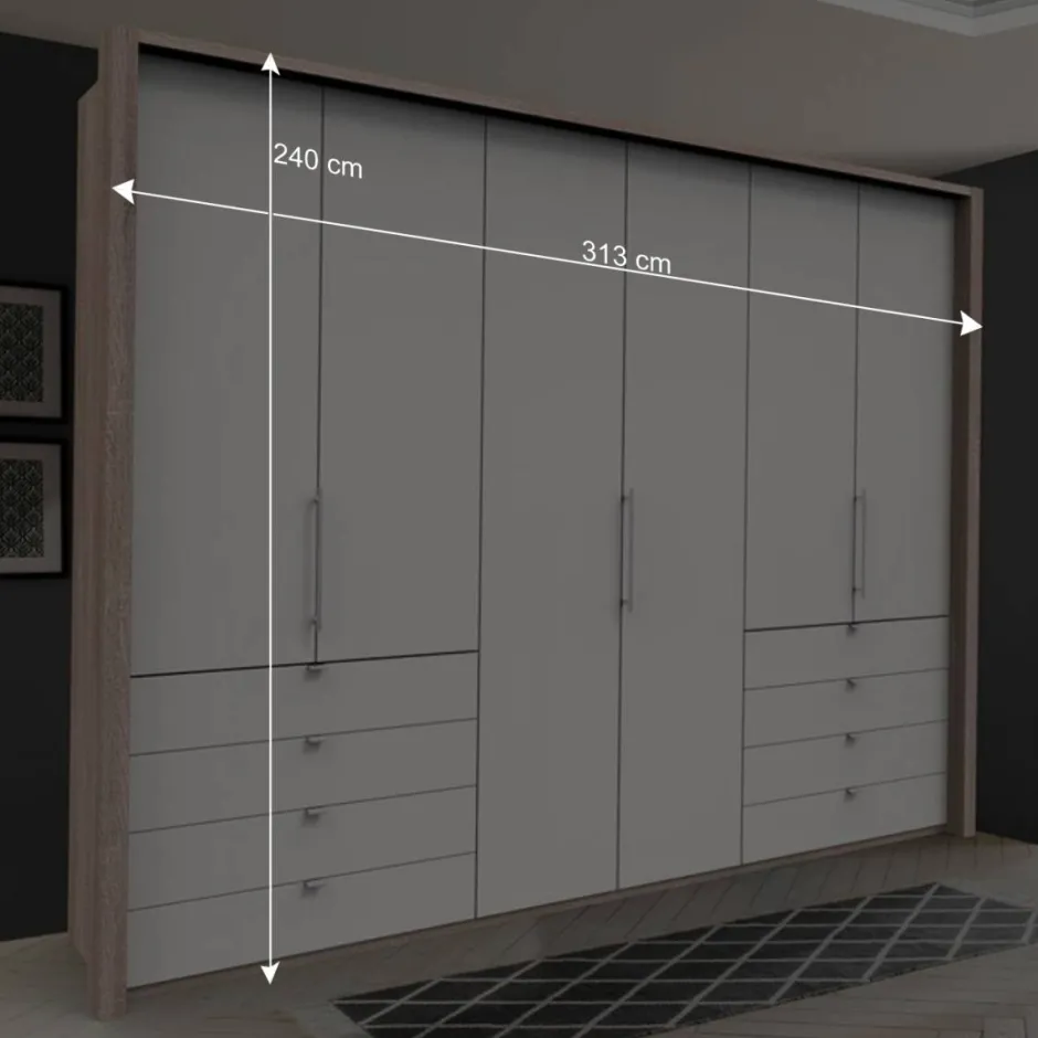 Wohnen Moderner Schlafzimmerschrank in Weiß & Eiche sägerau - Vaclyn