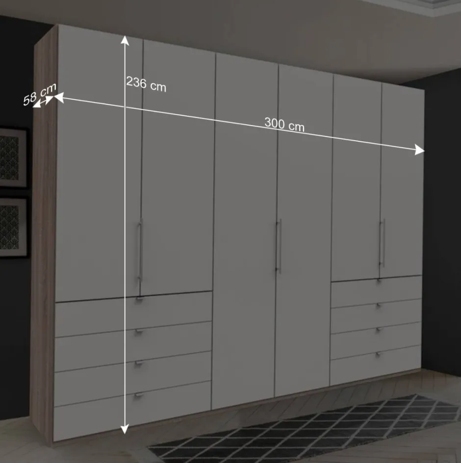 Wohnen Moderner Schlafzimmerschrank in Weiß & Eiche sägerau - Vaclyn