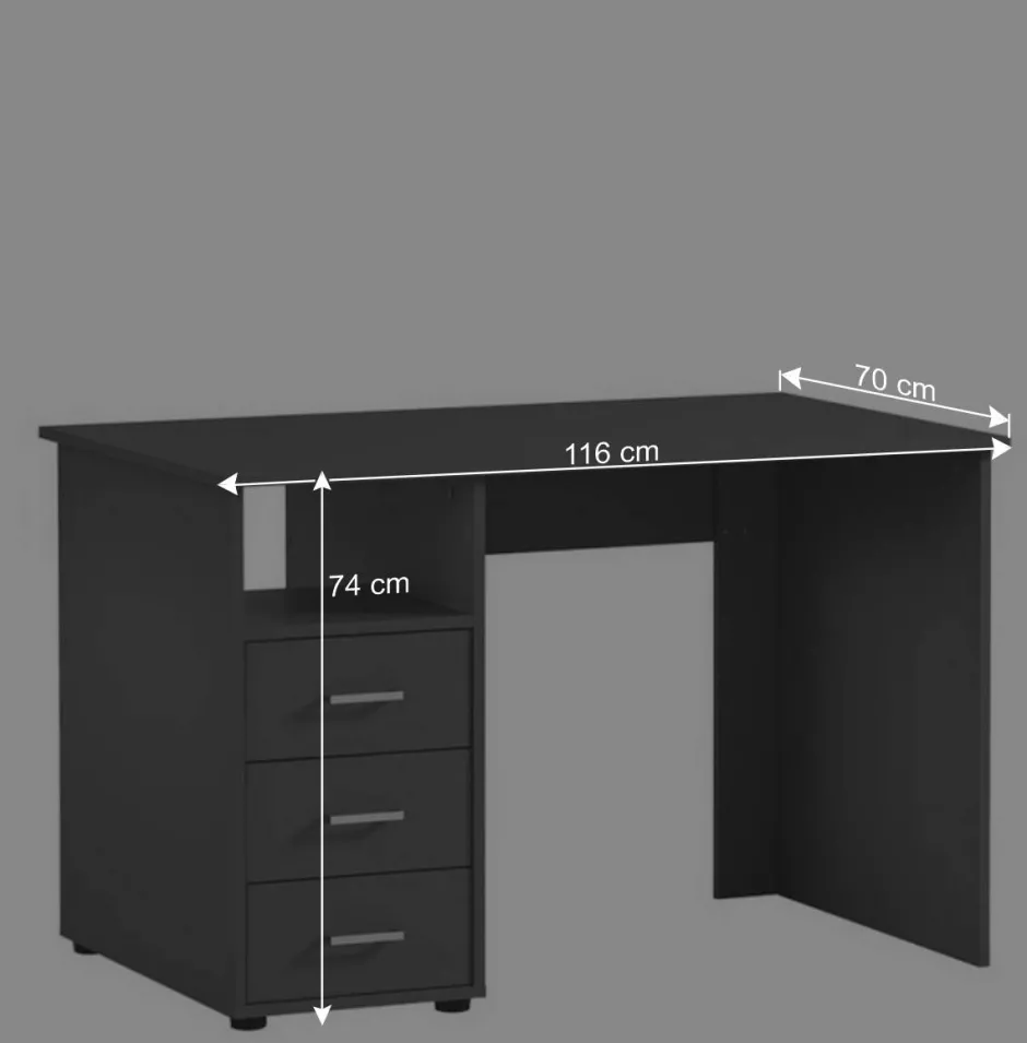 Kinder Wohnen Moderner Schreibtisch in Anthrazit - Brasova