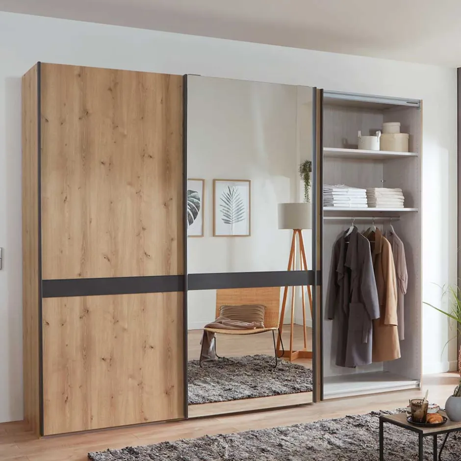 Wohnen Moderner Schwebetürenschrank mit Spiegel - Ulapos