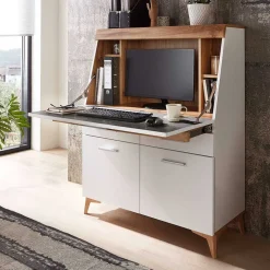 Moderner Sekretär in Weiß & Eiche Optik - Bistrita^Wohnen Outlet