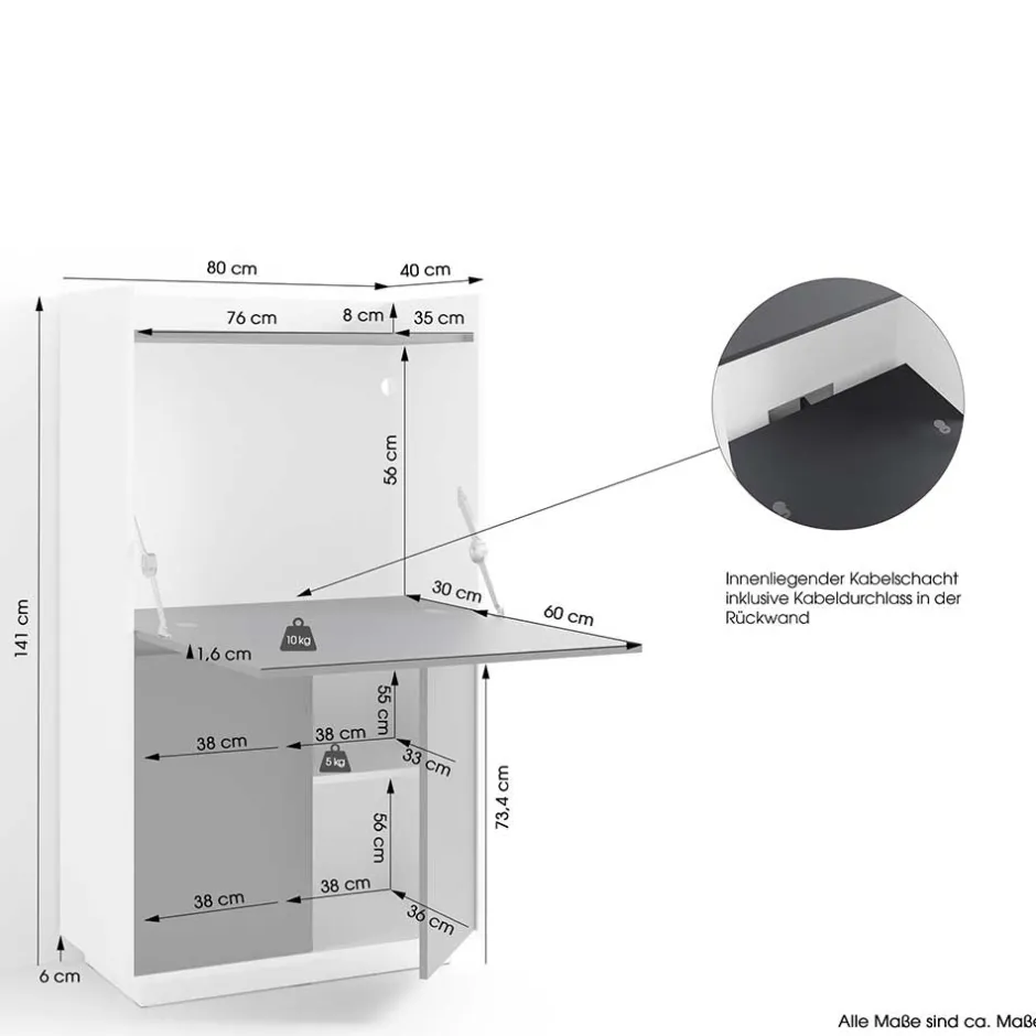 Moderner Sekretär in Weiß und Anthrazit - Exotica^Wohnen Online