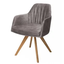 Moderner Tischsessel aus Velours Grau - Faunatia^Wohnen Hot