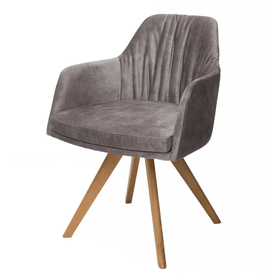 Moderner Tischsessel aus Velours Grau - Faunatia^Wohnen Hot