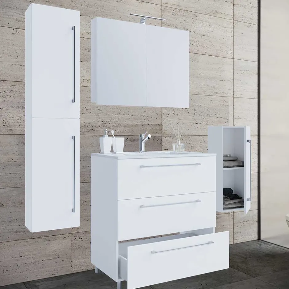 Modernes Bad in Weiß Möbelset - Ipsum (vierteilig)^Wohnen Discount
