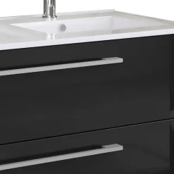 Wohnen Modernes Badmöbel Ensemble in Schwarz - Vinkoja (vierteilig)
