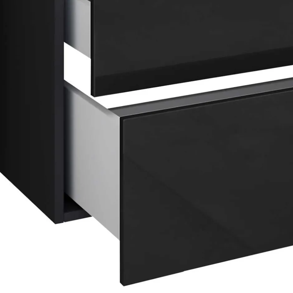 Wohnen Modernes Badmöbel Ensemble in Schwarz - Vinkoja (vierteilig)